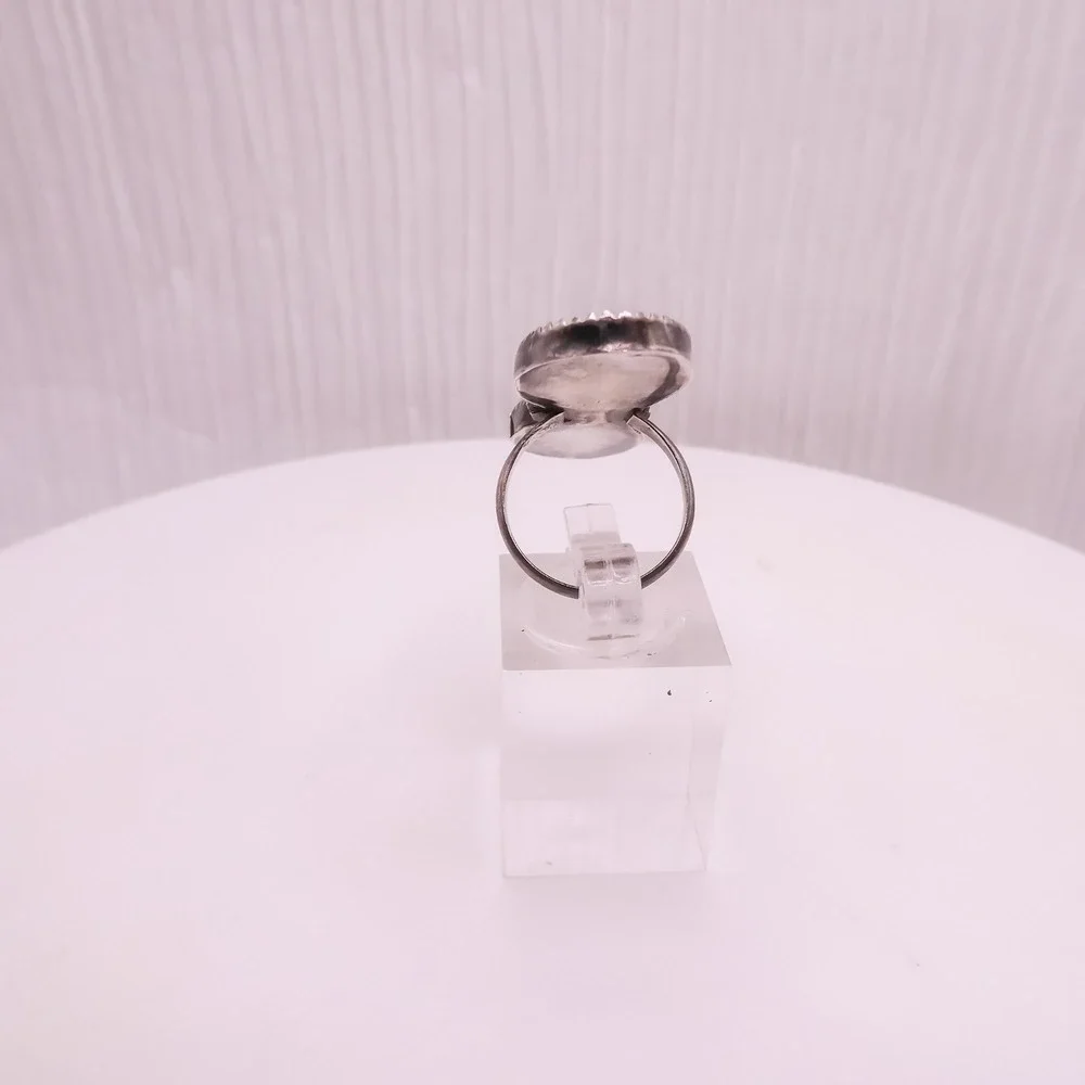 Navajo Sterling Silver 925 White Mother Of Pearl Half Finger Ring Sz 5.5 Vintage